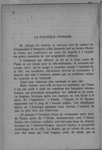 Actes et communiqués du bureau des relations extérieures du 28 novembre 1919 au 1er mai 1920